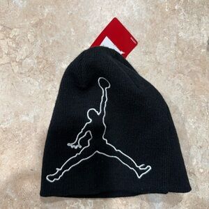 Jordan Black Knit Hat with White Jumpman Logo